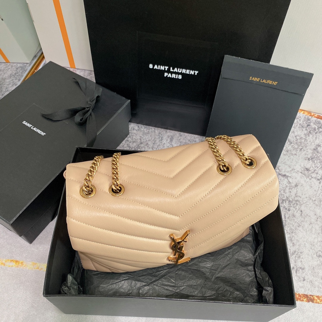 YSL LOULOU MEDIUM IN QUILTED LEATHER DARK BEIGE 12.5 X 8.6 X 3.5 INCHES #2 - Image 4