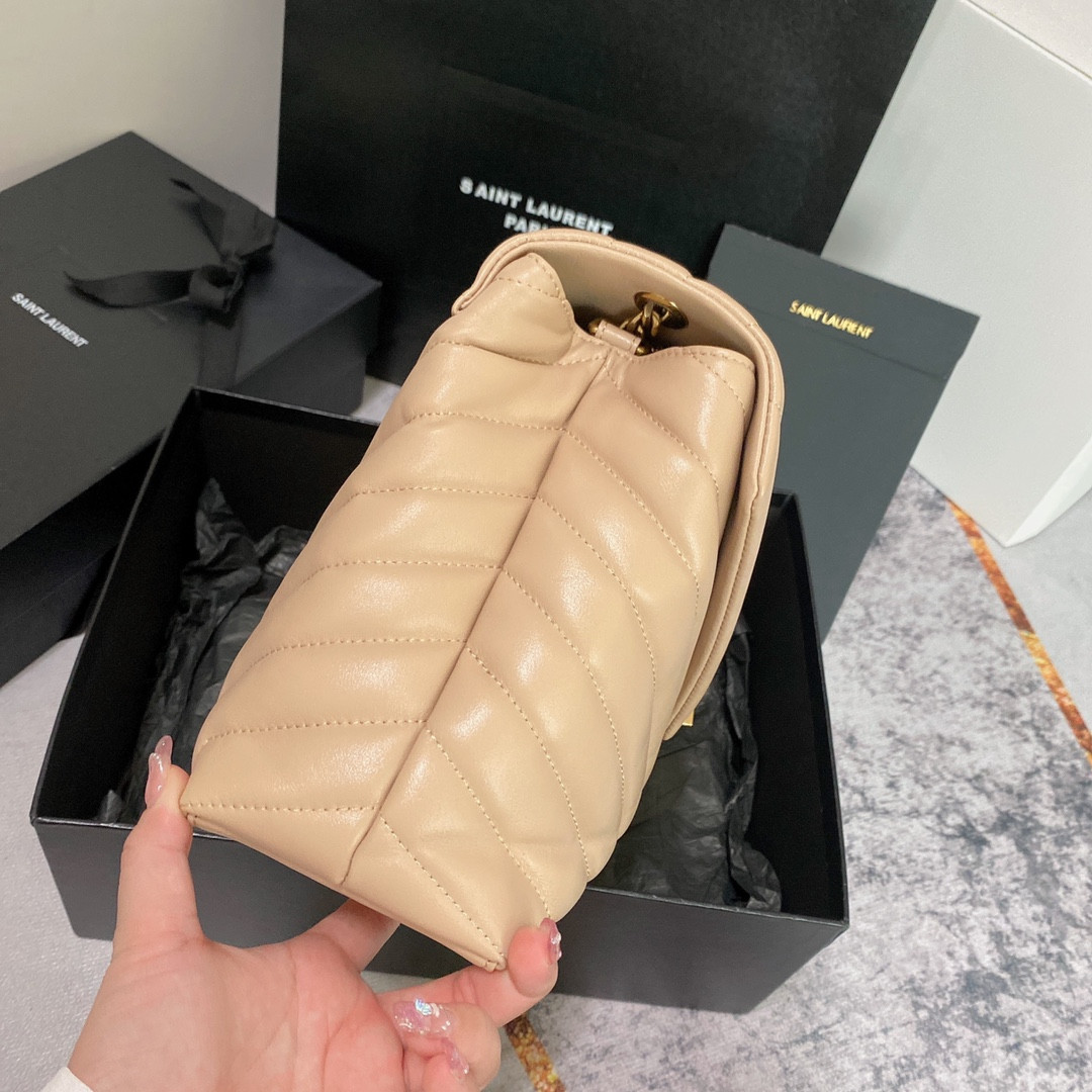 YSL LOULOU MEDIUM IN QUILTED LEATHER DARK BEIGE 12.5 X 8.6 X 3.5 INCHES #2 - Image 5