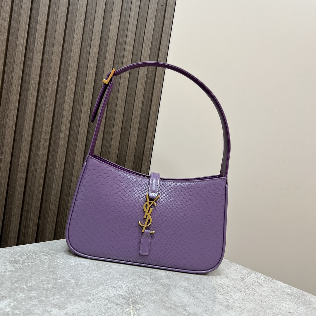 YSL LE 5 À 7 IN CROCODILE-EMBOSSED LEATHER purple 9 X 6.3 X 2.5 INCHES - Image 2