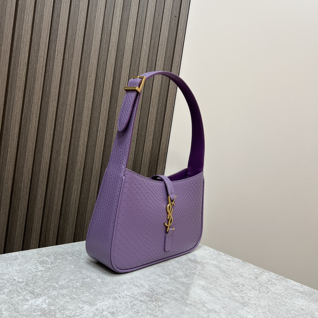 YSL LE 5 À 7 IN CROCODILE-EMBOSSED LEATHER purple 9 X 6.3 X 2.5 INCHES - Image 3