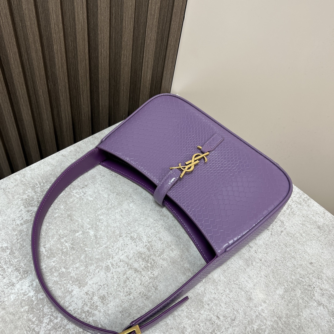 YSL LE 5 À 7 IN CROCODILE-EMBOSSED LEATHER purple 9 X 6.3 X 2.5 INCHES - Image 6