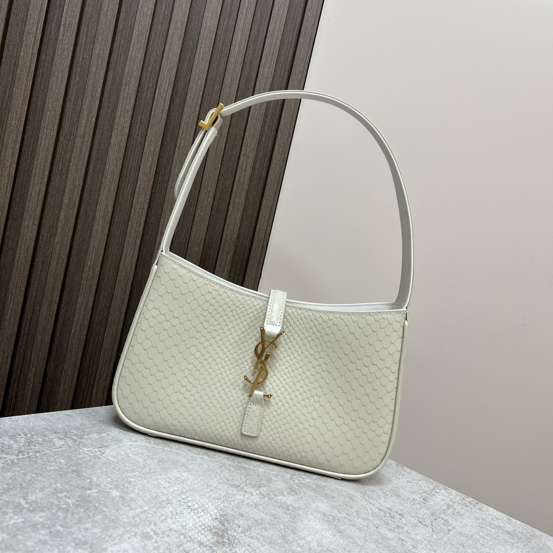 YSL LE 5 À 7 IN CROCODILE-EMBOSSED LEATHER white 9 X 6.3 X 2.5 INCHES - Image 2