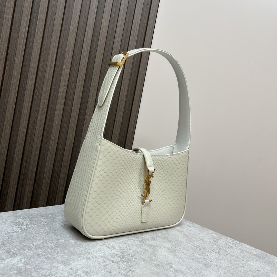 YSL LE 5 À 7 IN CROCODILE-EMBOSSED LEATHER white 9 X 6.3 X 2.5 INCHES - Image 3