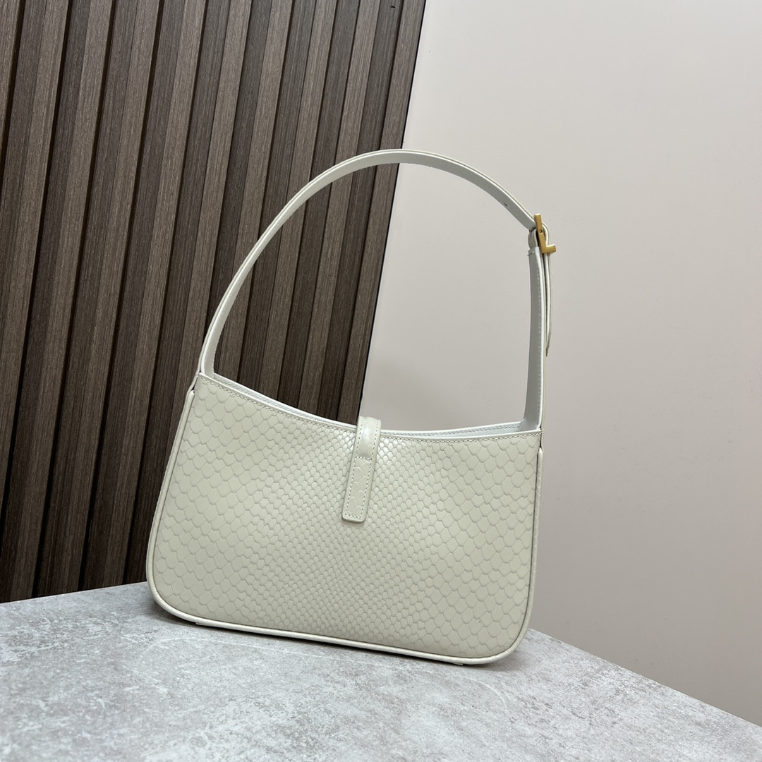 YSL LE 5 À 7 IN CROCODILE-EMBOSSED LEATHER white 9 X 6.3 X 2.5 INCHES - Image 4