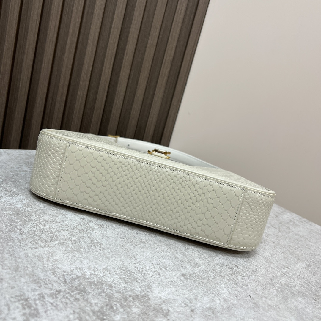 YSL LE 5 À 7 IN CROCODILE-EMBOSSED LEATHER white 9 X 6.3 X 2.5 INCHES - Image 5