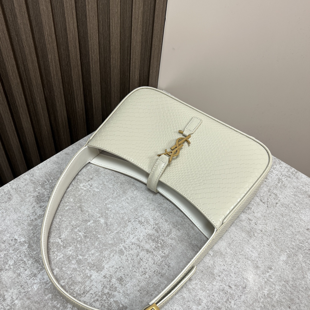 YSL LE 5 À 7 IN CROCODILE-EMBOSSED LEATHER white 9 X 6.3 X 2.5 INCHES - Image 6