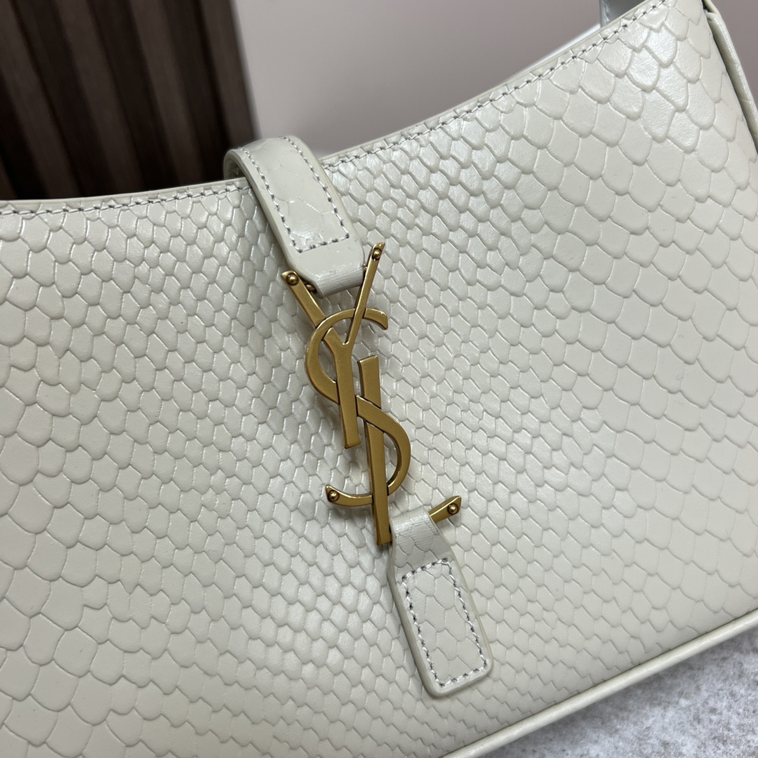 YSL LE 5 À 7 IN CROCODILE-EMBOSSED LEATHER white 9 X 6.3 X 2.5 INCHES - Image 7
