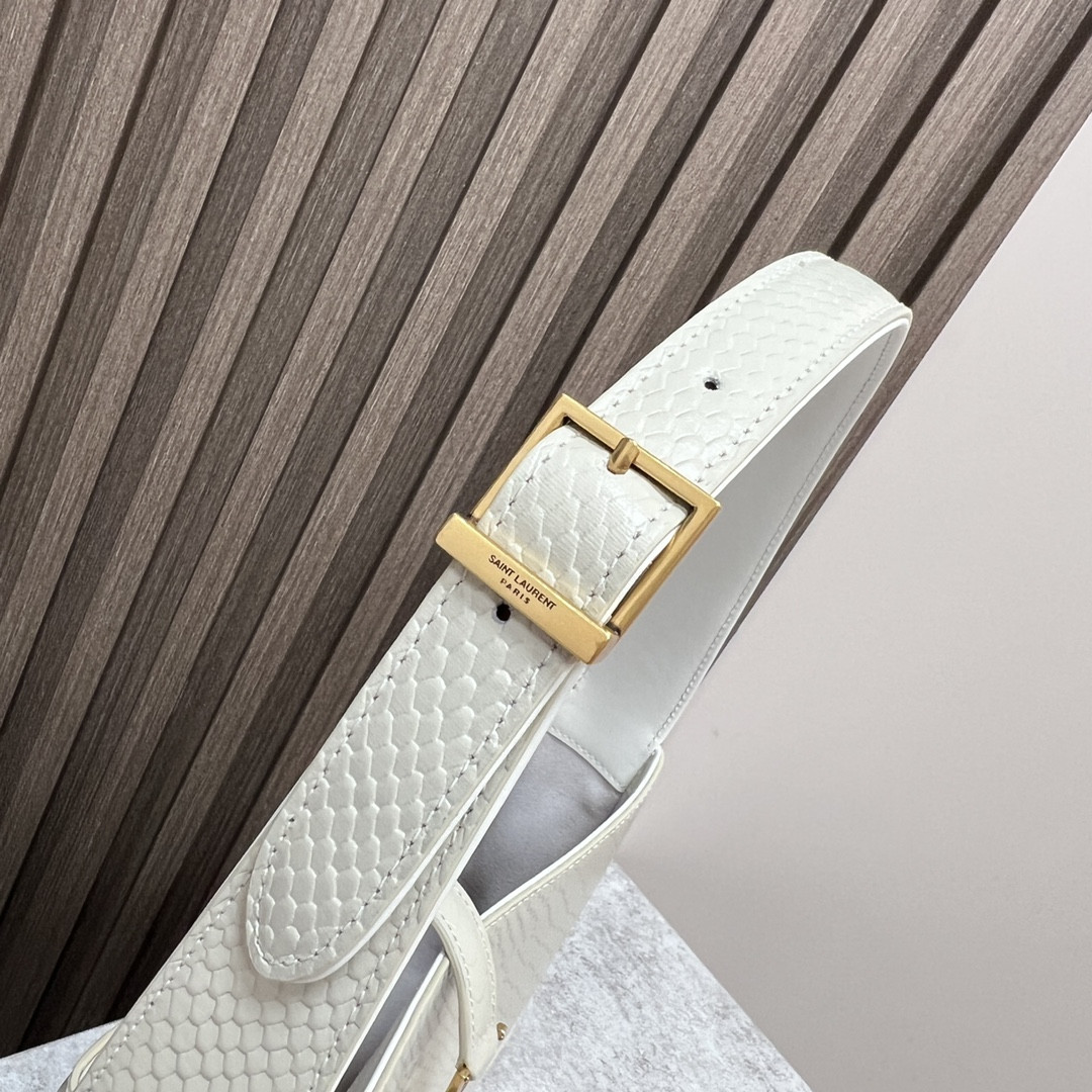 YSL LE 5 À 7 IN CROCODILE-EMBOSSED LEATHER white 9 X 6.3 X 2.5 INCHES - Image 8