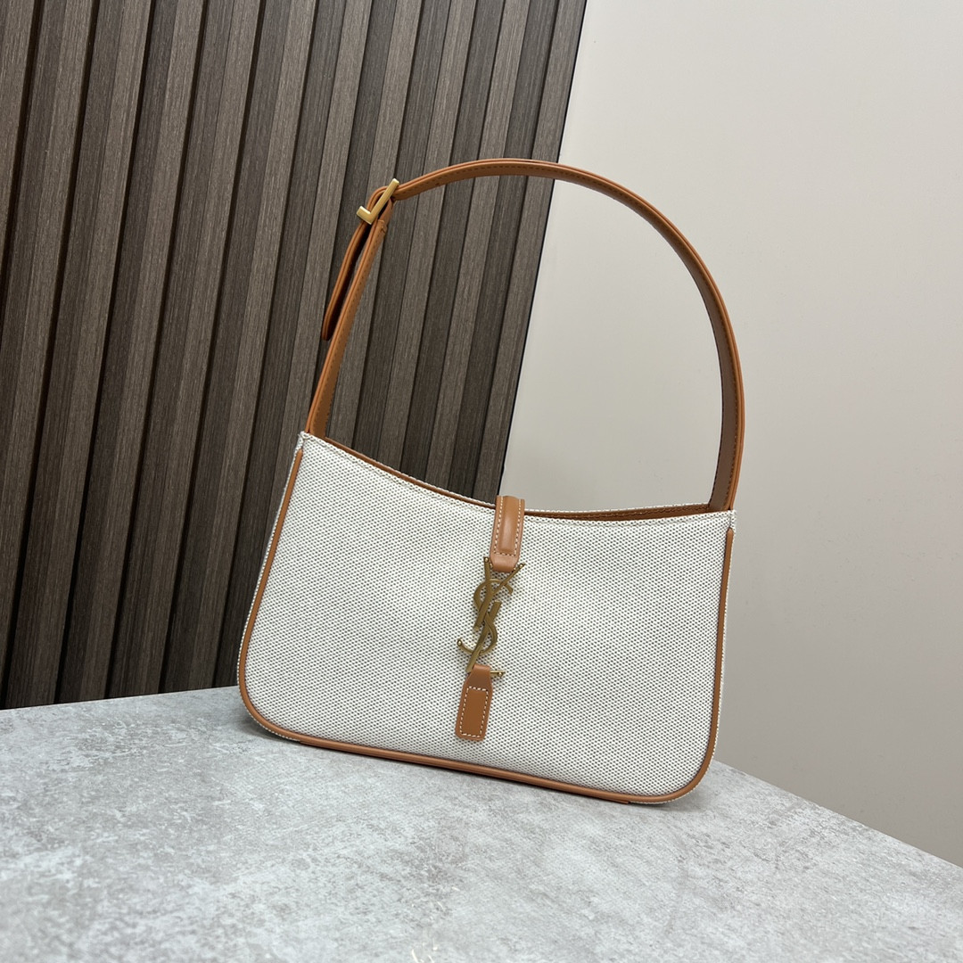 YSL LE 5 À 7 IN CANVAS AND LEATHER GREGE AND BRICK 9 X 6.3 X 2.5 INCHES - Image 2