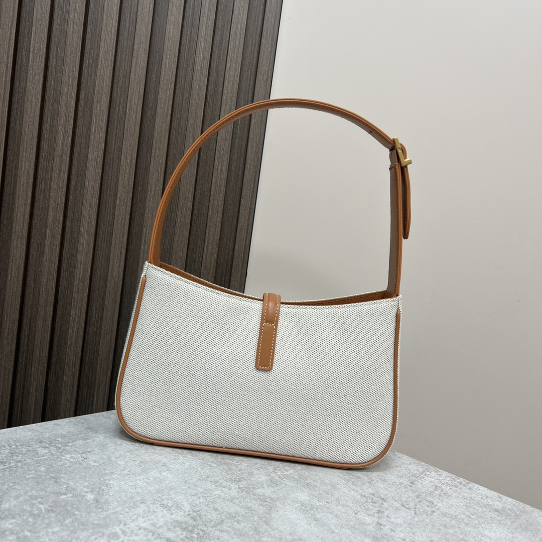 YSL LE 5 À 7 IN CANVAS AND LEATHER GREGE AND BRICK 9 X 6.3 X 2.5 INCHES - Image 4