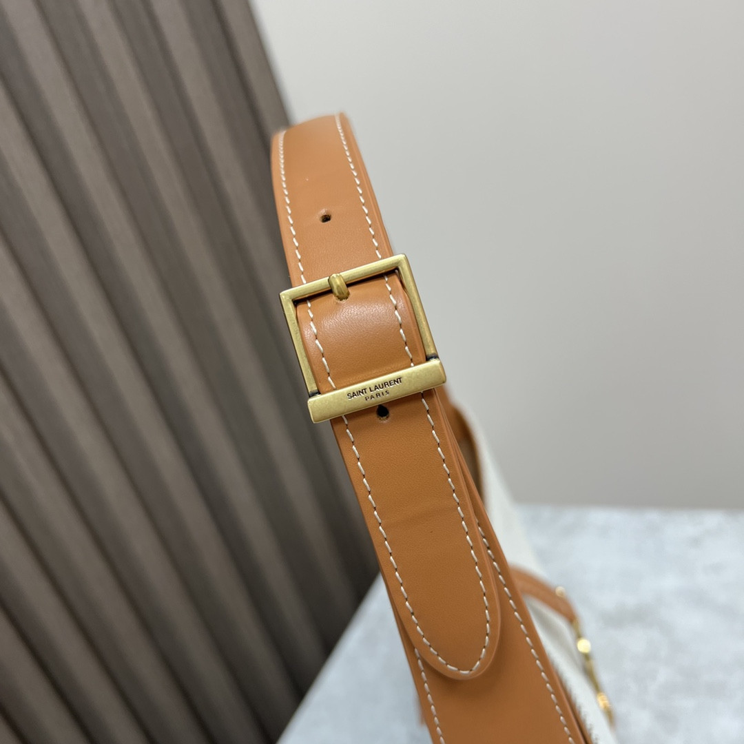 YSL LE 5 À 7 IN CANVAS AND LEATHER GREGE AND BRICK 9 X 6.3 X 2.5 INCHES - Image 8