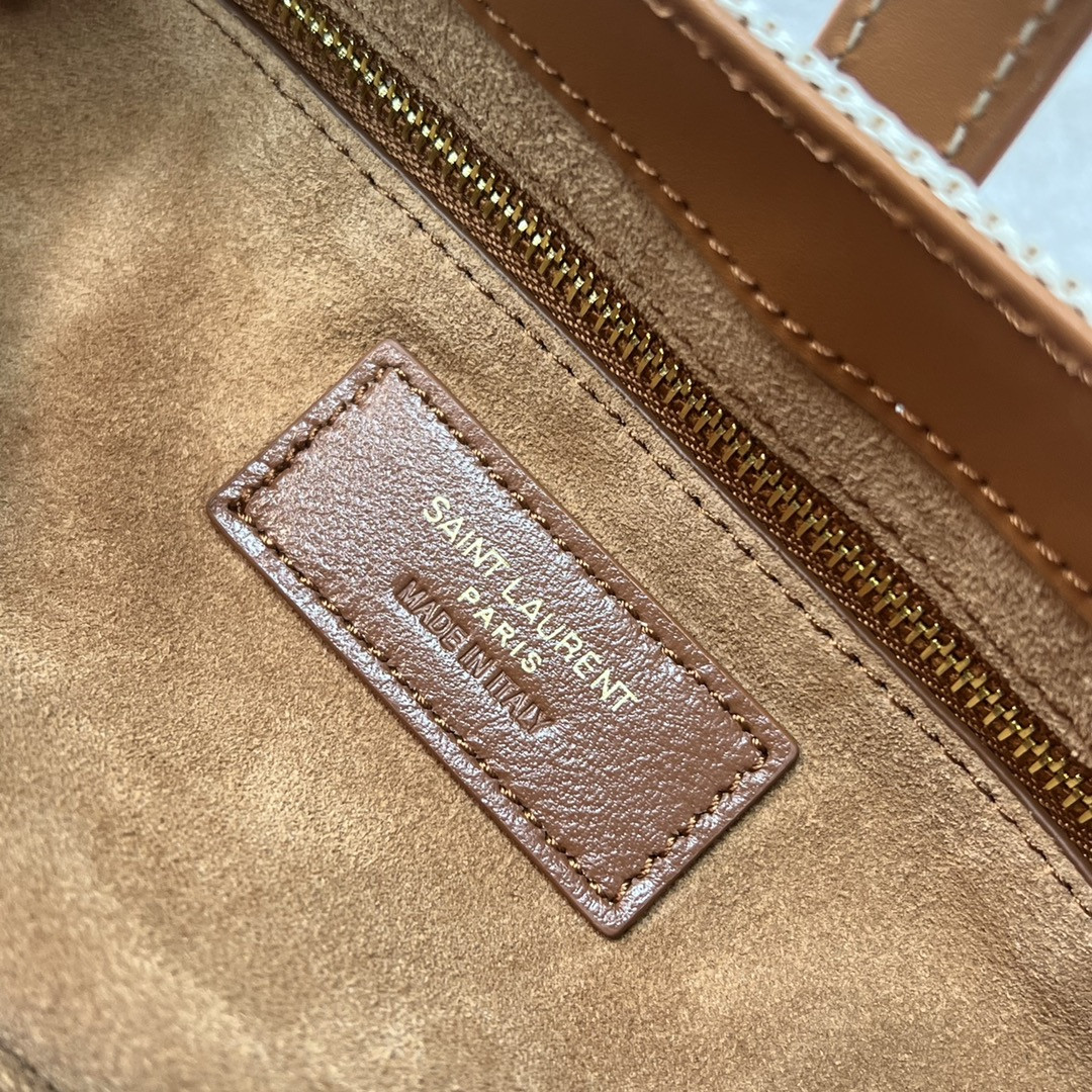 YSL LE 5 À 7 IN CANVAS AND LEATHER GREGE AND BRICK 9 X 6.3 X 2.5 INCHES - Image 10