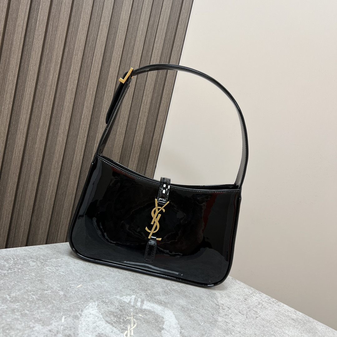YSL LE 5 À 7 IN SHINY LEATHER BLACK 9 X 6.3 X 2.5 INCHES - Image 2