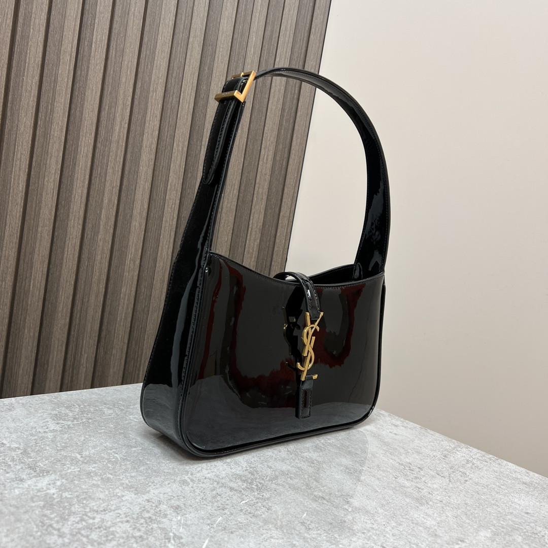 YSL LE 5 À 7 IN SHINY LEATHER BLACK 9 X 6.3 X 2.5 INCHES - Image 3