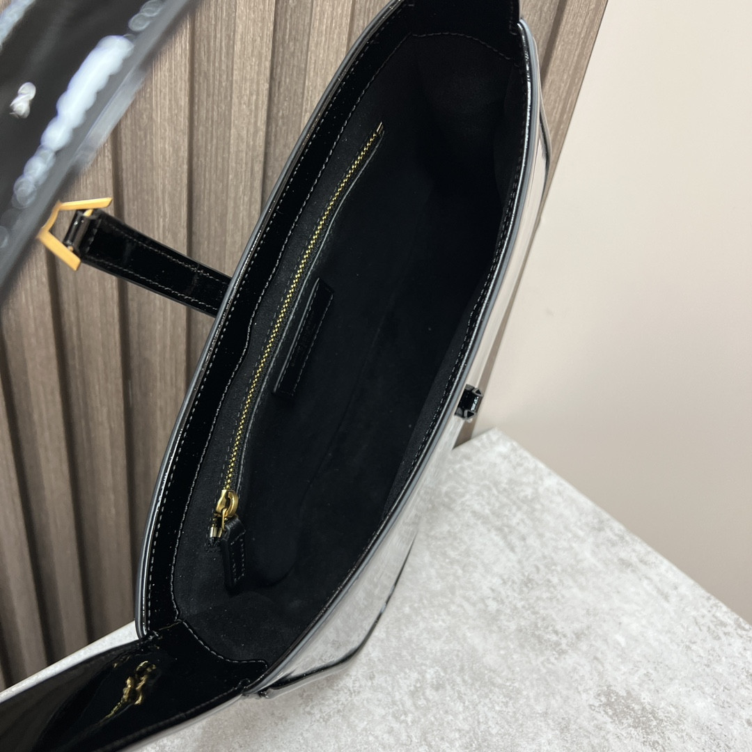 YSL LE 5 À 7 IN SHINY LEATHER BLACK 9 X 6.3 X 2.5 INCHES - Image 8