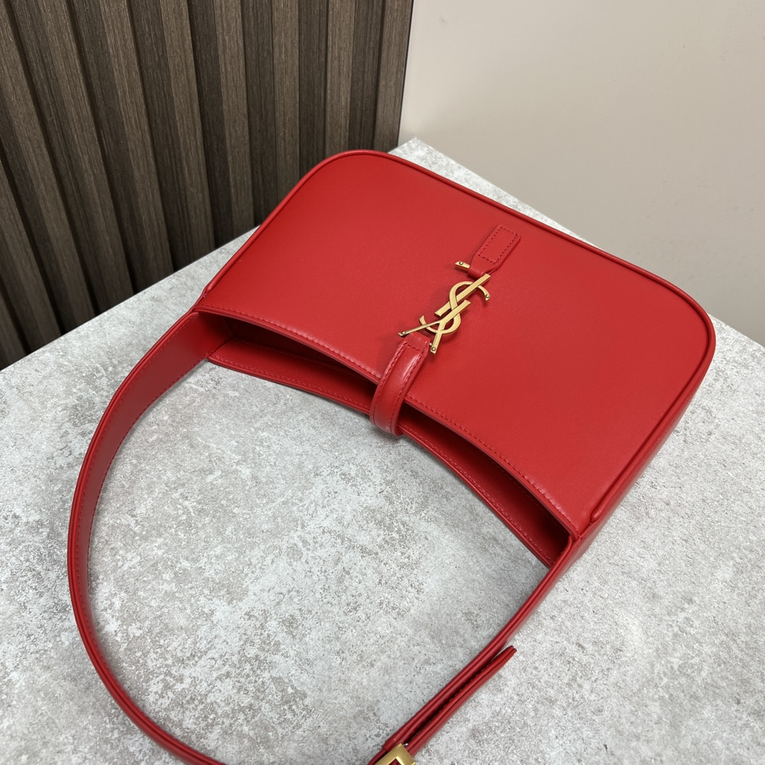 YSL LE 5 À 7 IN SMOOTH LEATHER SHINY RED 9 X 6.3 X 2.5 INCHES - Image 6