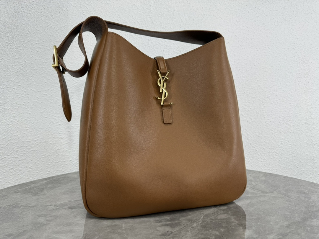 YSL LE 5 À 7 SUPPLE LARGE IN SMOOTH LEATHER DUSTY GREY 11.8" X 11" X 4.3" - Image 2