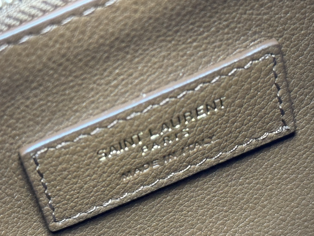 YSL LE 5 À 7 SUPPLE LARGE IN SMOOTH LEATHER DUSTY GREY 11.8" X 11" X 4.3" - Image 9
