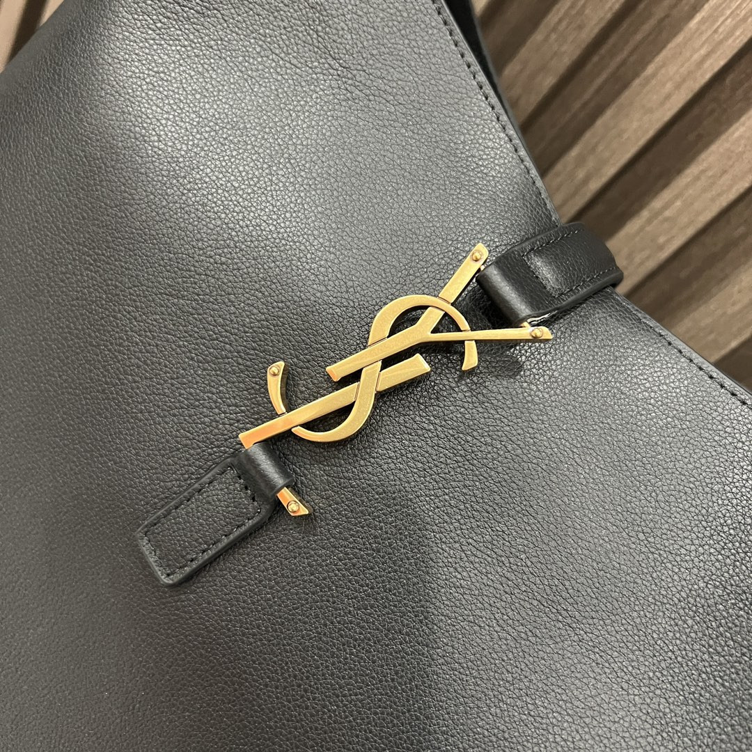 YSL LE 5 À 7 SUPPLE LARGE IN SMOOTH LEATHER BLACK 11.8" X 11" X 4.3" - Image 6