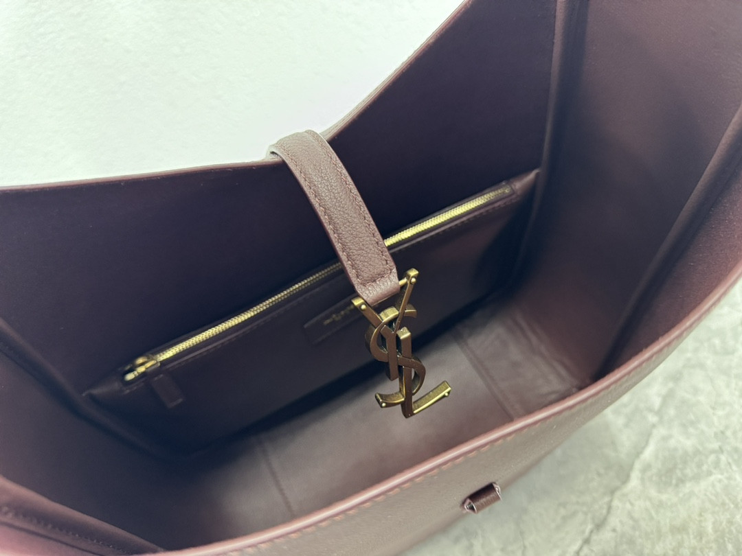 YSL LE 5 À 7 SUPPLE LARGE IN SMOOTH LEATHER DARK RED 11.8" X 11" X 4.3" - Image 7