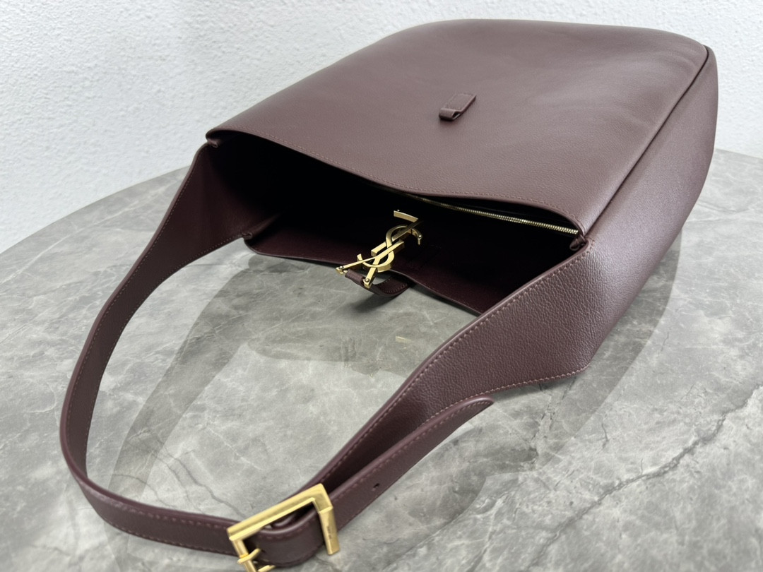 YSL LE 5 À 7 SUPPLE LARGE IN SMOOTH LEATHER DARK RED 11.8" X 11" X 4.3" - Image 9