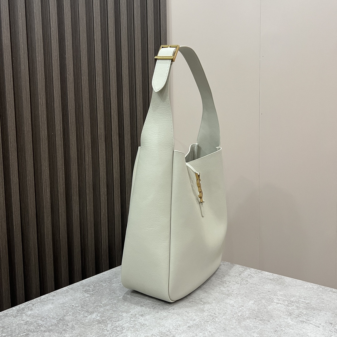 YSL LE 5 À 7 SUPPLE LARGE IN SMOOTH LEATHER BLANC VINTAGE 11.8" X 11" X 4.3" - Image 3