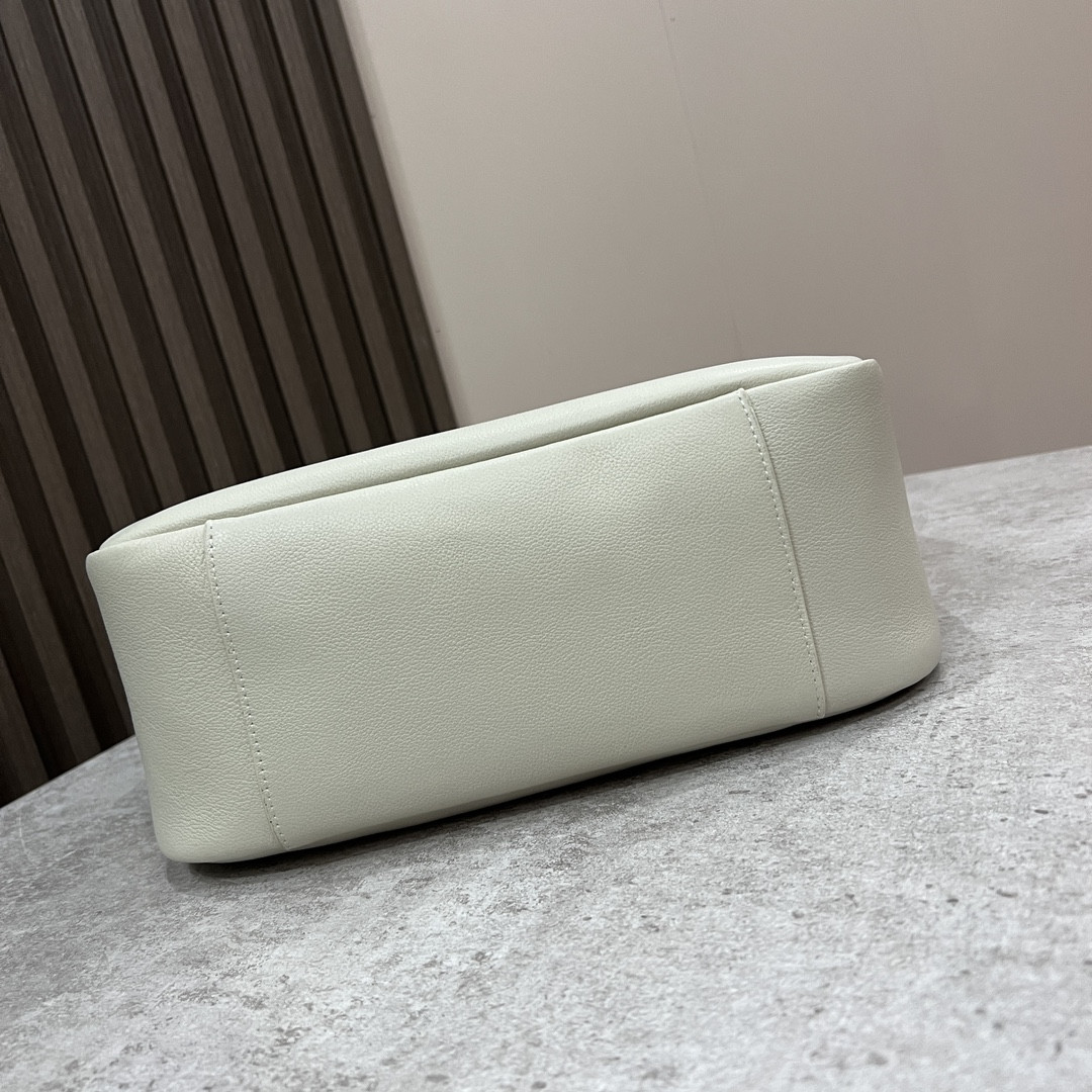 YSL LE 5 À 7 SUPPLE LARGE IN SMOOTH LEATHER BLANC VINTAGE 11.8" X 11" X 4.3" - Image 5