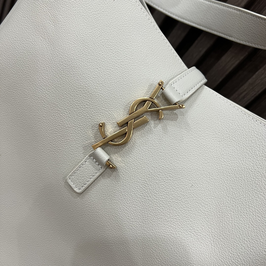 YSL LE 5 À 7 SUPPLE LARGE IN SMOOTH LEATHER BLANC VINTAGE 11.8" X 11" X 4.3" - Image 6