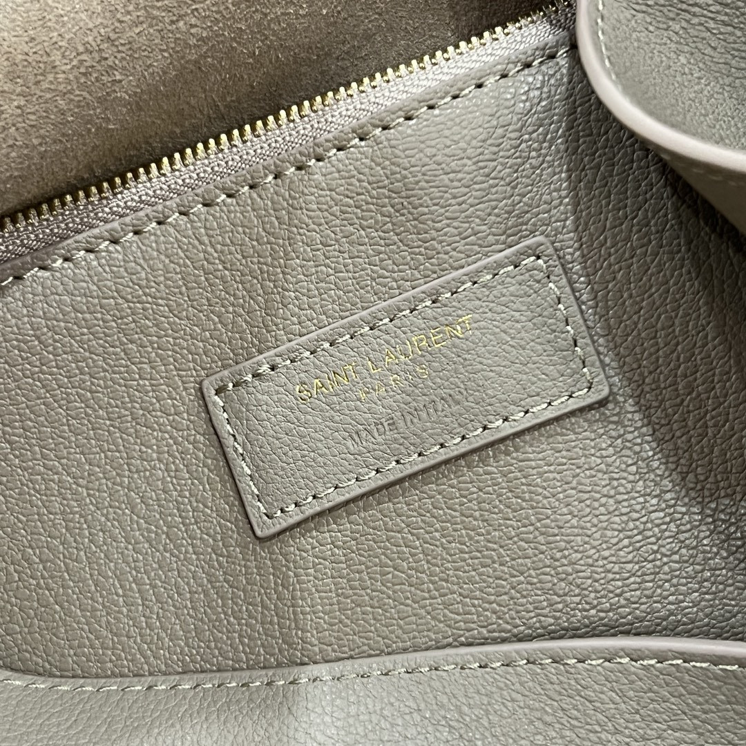 YSL LE 5 À 7 SUPPLE LARGE IN SMOOTH LEATHER LIGHT GRAY 11.8" X 11" X 4.3" - Image 10