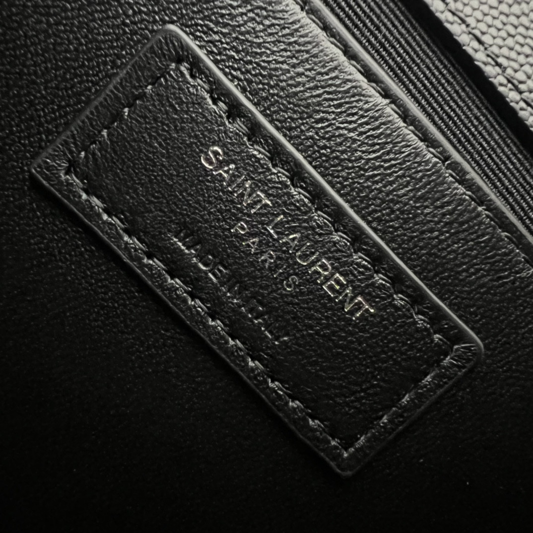 YSL KATE MEDIUM IN GRAIN DE POUDRE EMBOSSED LEATHER BLACK SILVER 9.4 X 5.7 X 2.1 INCHES #2 - Image 10