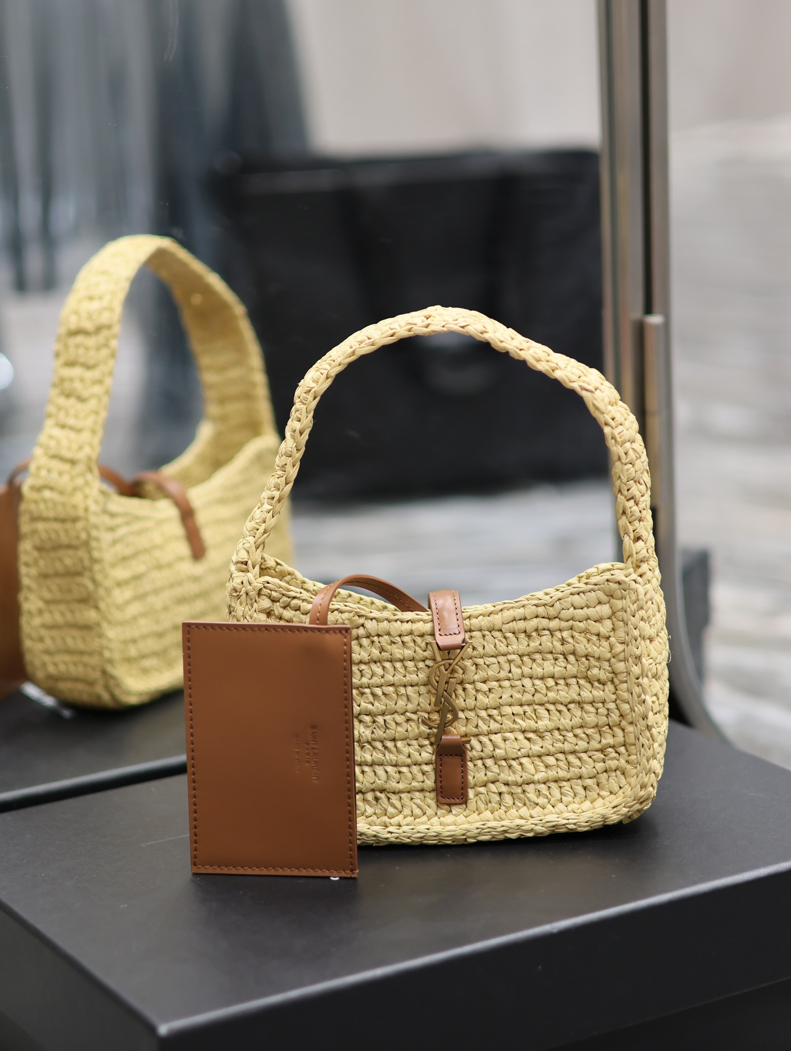 YSL LE 5 À 7 MINI IN RAFFIA Color Natural 7.5X4.5X1.8 INCHES