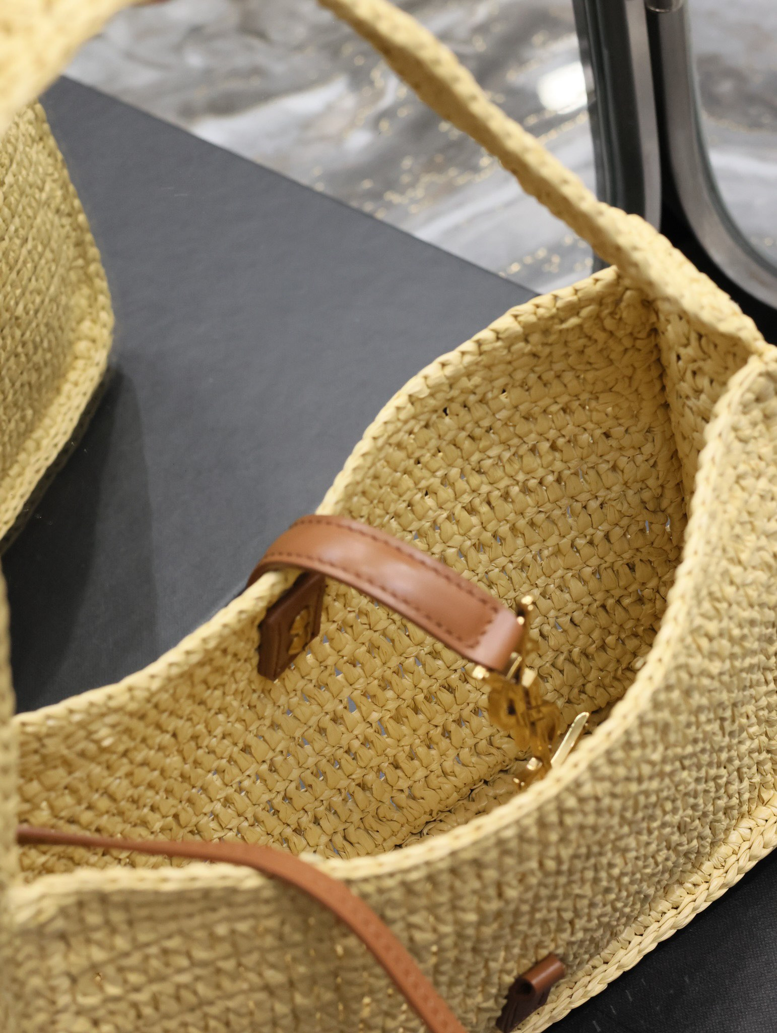 YSL LE 5 À 7 MINI IN RAFFIA Color Natural 9.06x6.30x2.56 INCHES - Image 8