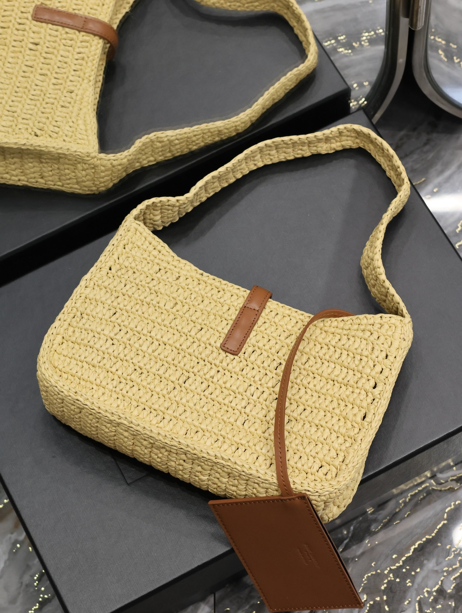 YSL LE 5 À 7 MINI IN RAFFIA Color Natural 9.06x6.30x2.56 INCHES - Image 10