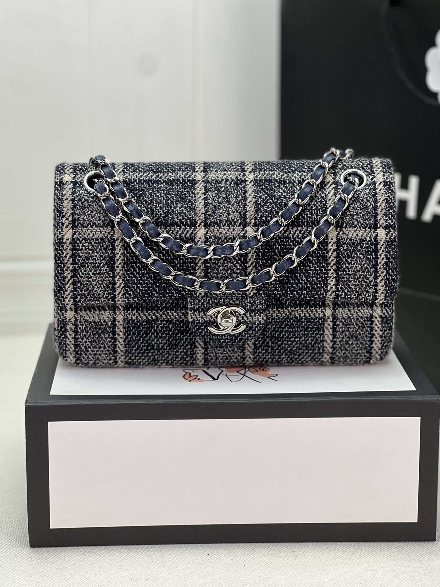 CHANEL CLASSIC 11.12 HANDBAG Tweed Silver-Tone Metal 6 * 9.9 * 2.5 in #2 - Image 2