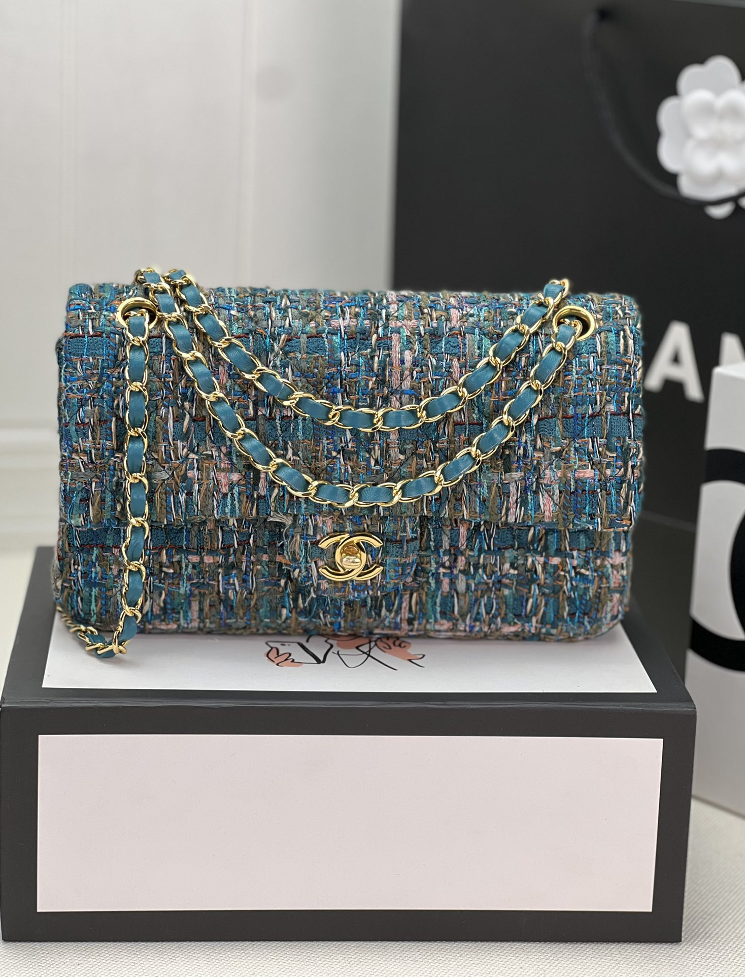 CHANEL CLASSIC 11.12 HANDBAG Tweed Gold-Tone Metal 6 * 9.9 * 2.5 in #5