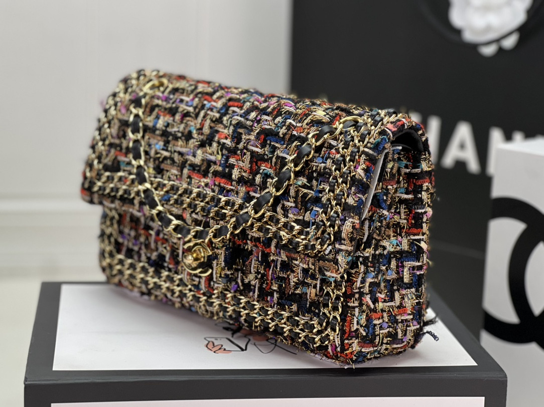 CHANEL CLASSIC 11.12 HANDBAG Tweed Gold-Tone Metal 6 * 9.9 * 2.5 in #8 - Image 3