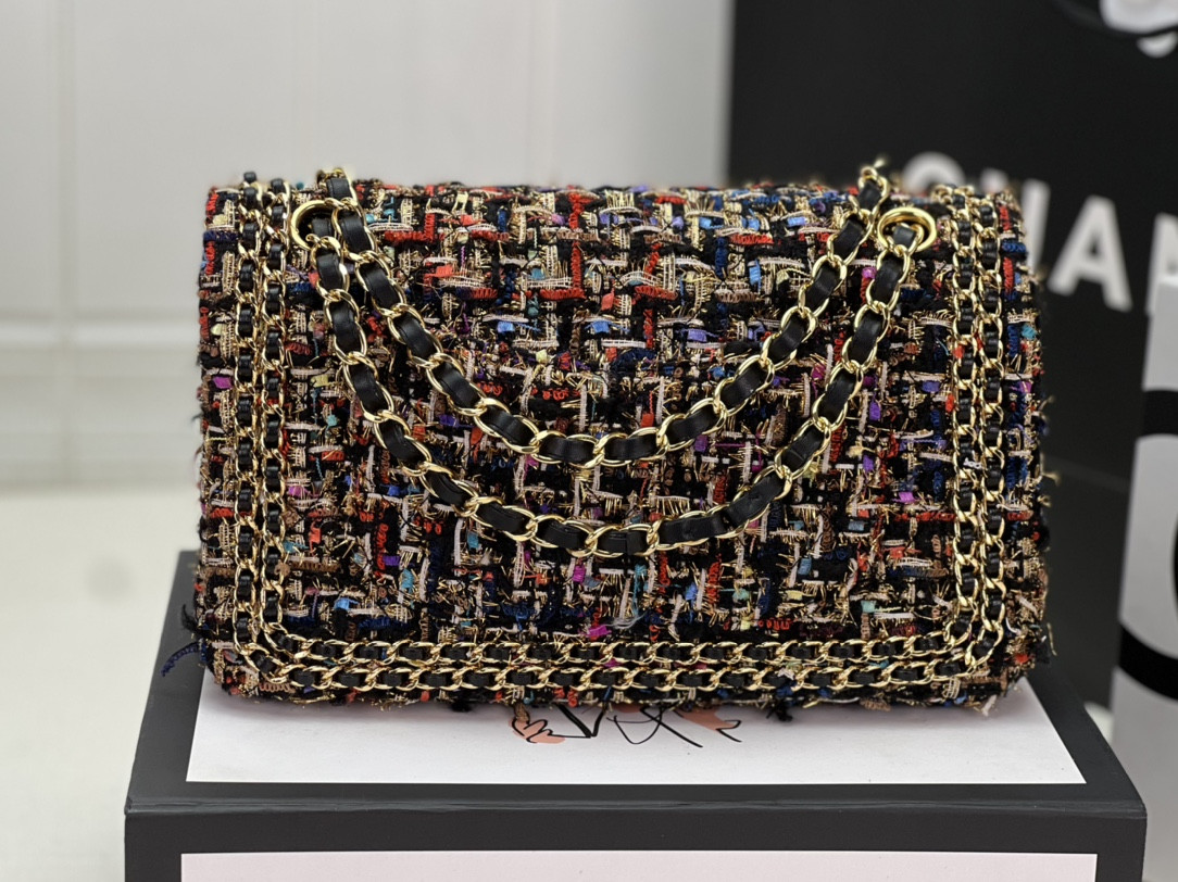 CHANEL CLASSIC 11.12 HANDBAG Tweed Gold-Tone Metal 6 * 9.9 * 2.5 in #8 - Image 4