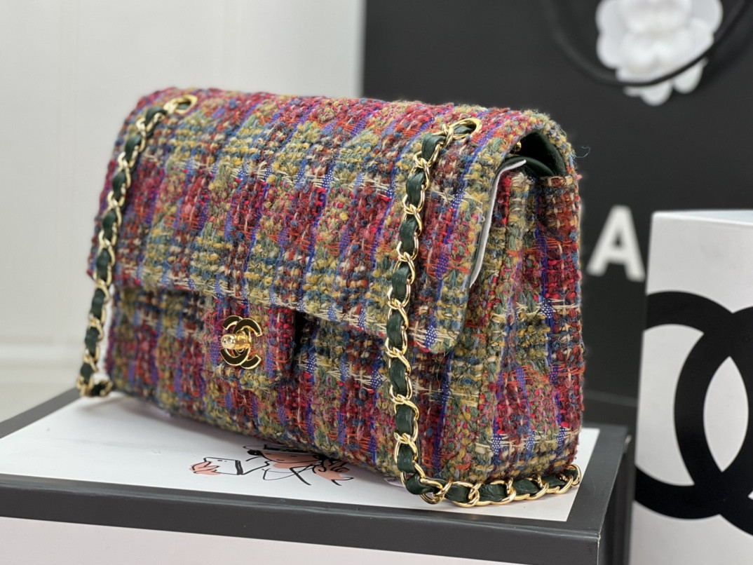 CHANEL CLASSIC 11.12 HANDBAG Tweed Gold-Tone Metal 6 * 9.9 * 2.5 in #10 - Image 3