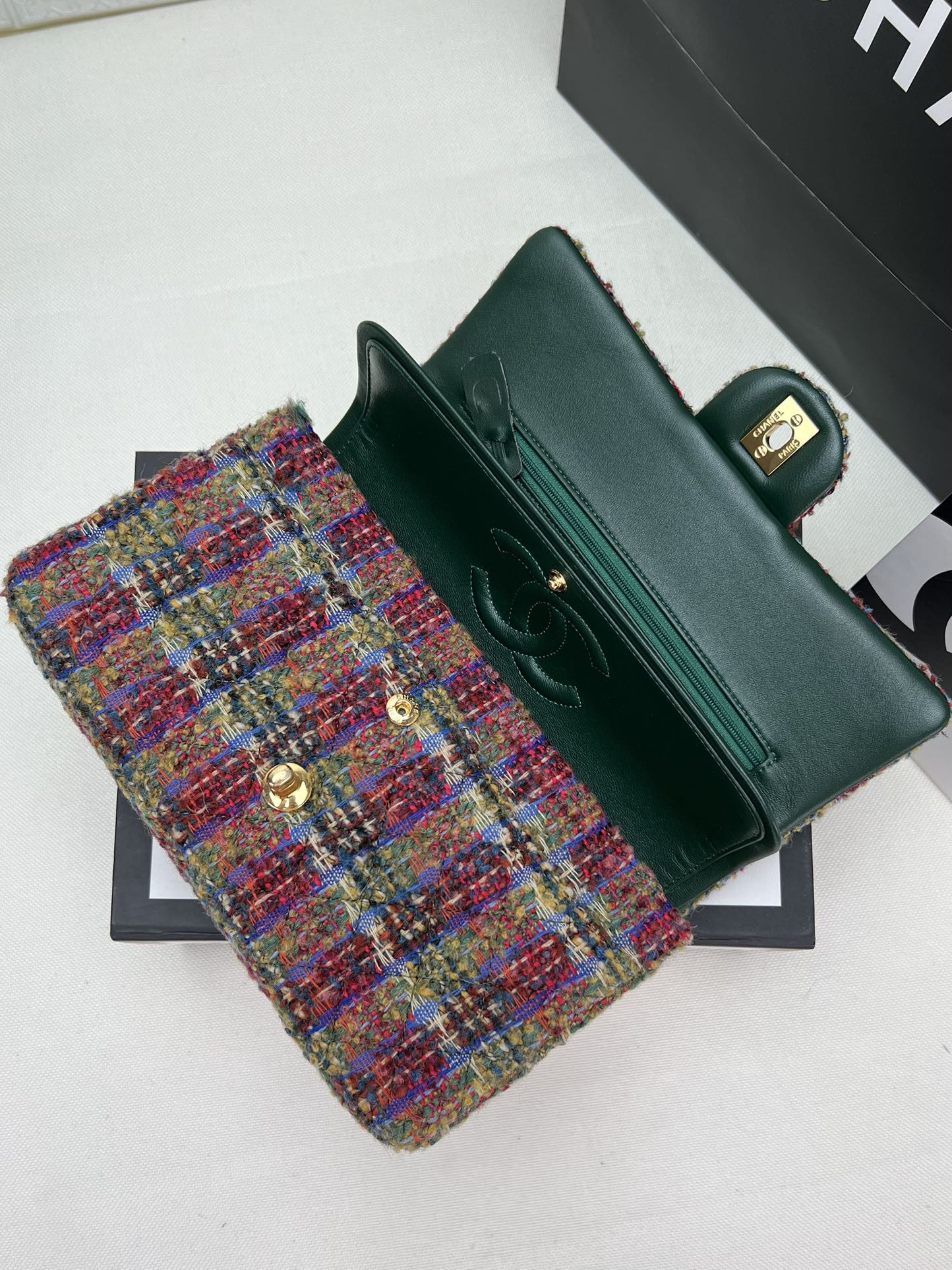 CHANEL CLASSIC 11.12 HANDBAG Tweed Gold-Tone Metal 6 * 9.9 * 2.5 in #10 - Image 7
