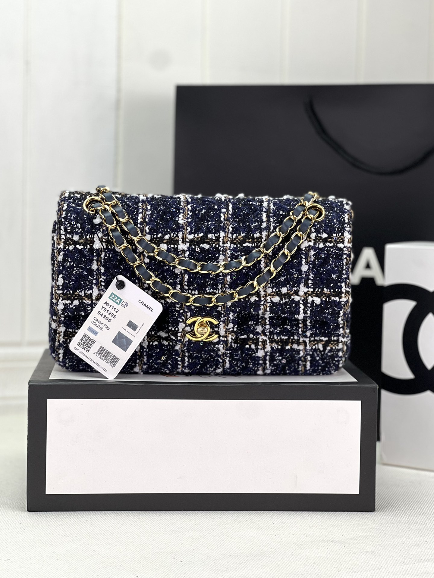 CHANEL CLASSIC 11.12 HANDBAG Tweed Gold-Tone Metal 6 * 9.9 * 2.5 in #6
