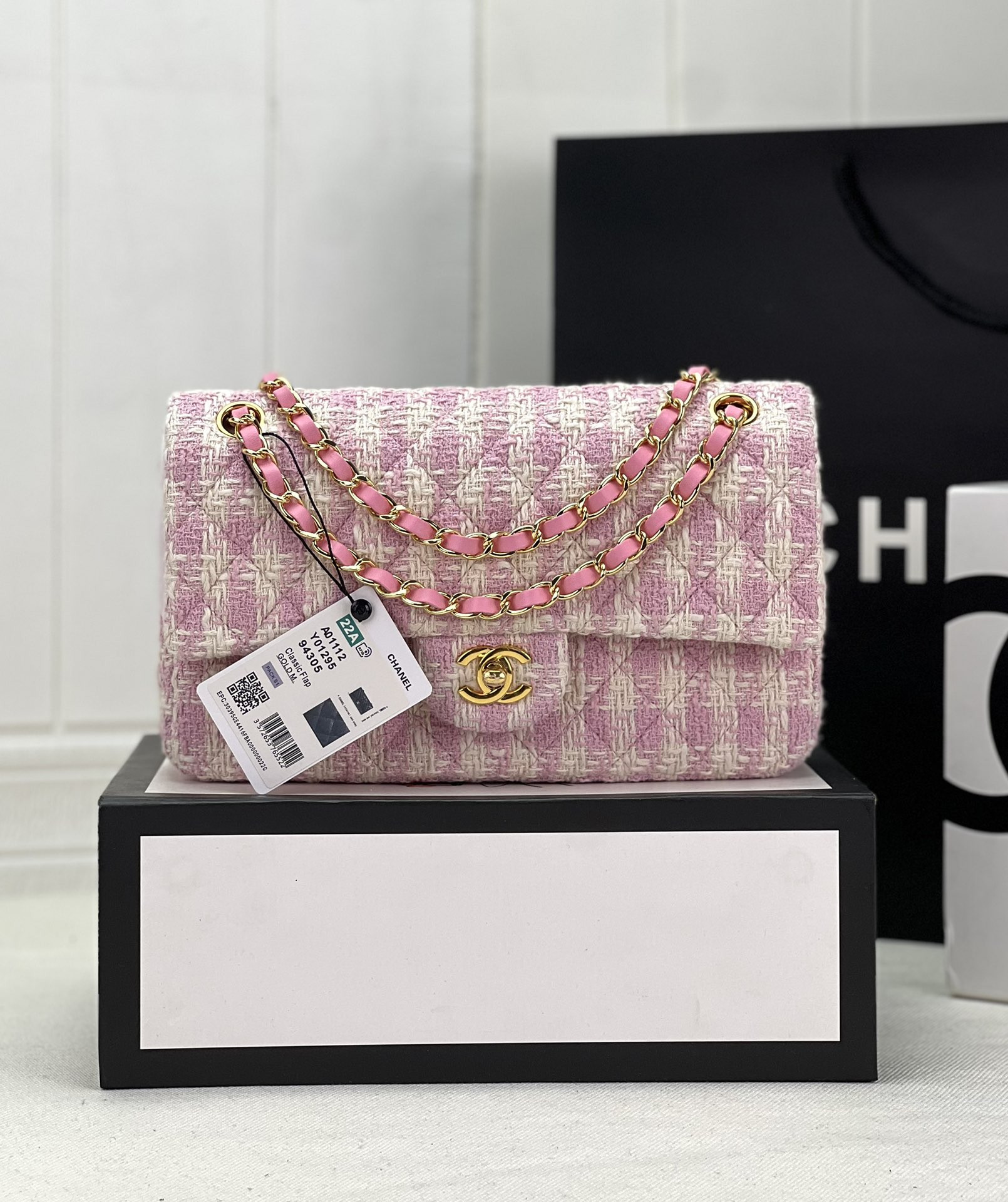 CHANEL CLASSIC 11.12 HANDBAG Tweed Gold-Tone Metal 6 * 9.9 * 2.5 in #12