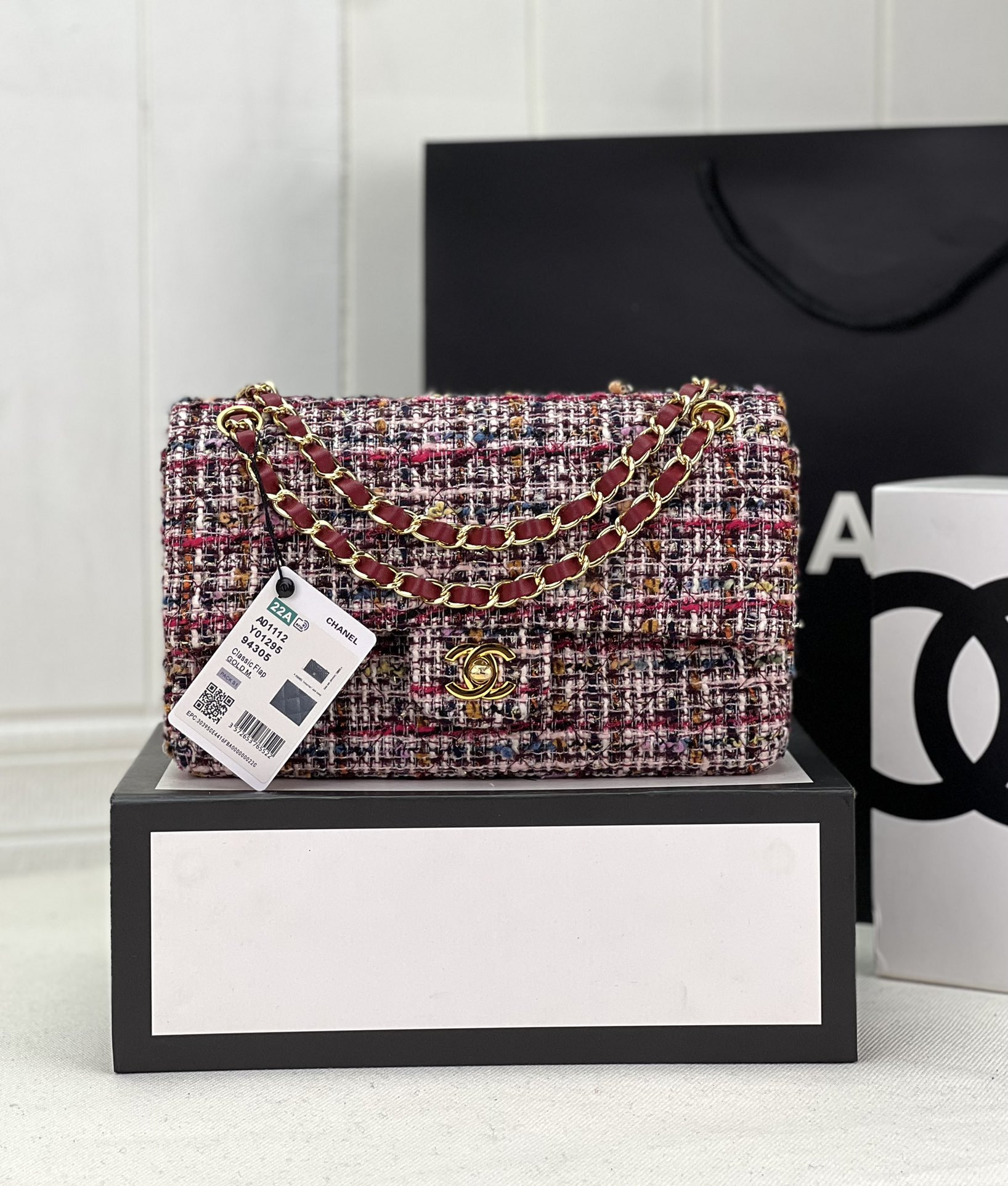CHANEL CLASSIC 11.12 HANDBAG Tweed Gold-Tone Metal 6 * 9.9 * 2.5 in #16