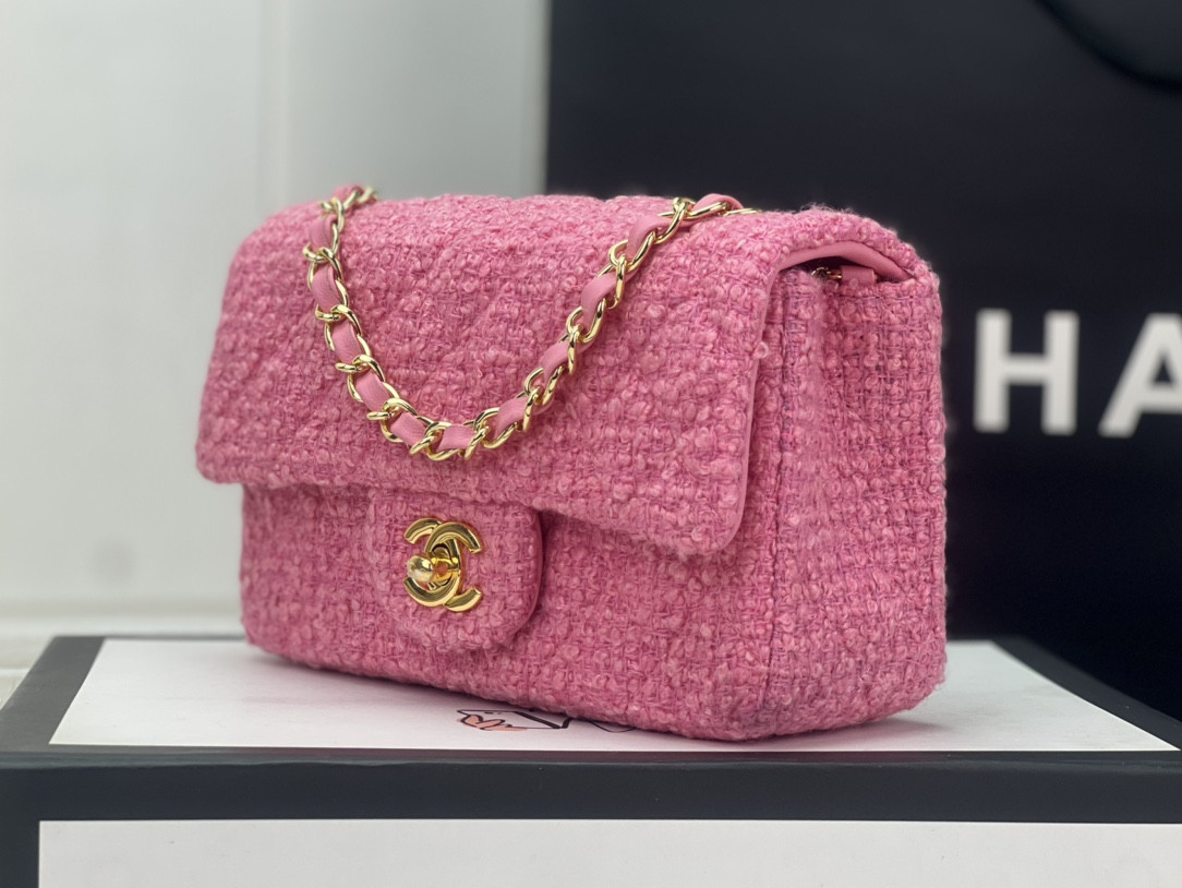 CHANEL MINI CLASSIC 11.12 HANDBAG Tweed Gold-Tone Metal 4.7 * 7.8 * 2.3 in #3 - Image 4