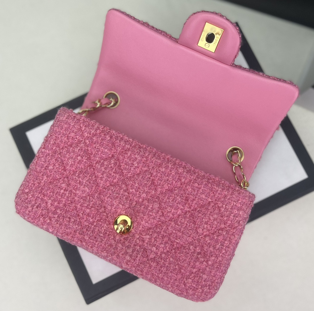 CHANEL MINI CLASSIC 11.12 HANDBAG Tweed Gold-Tone Metal 4.7 * 7.8 * 2.3 in #3 - Image 7
