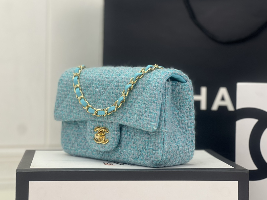 CHANEL MINI CLASSIC 11.12 HANDBAG Tweed Gold-Tone Metal 4.7 * 7.8 * 2.3 in #7 - Image 3