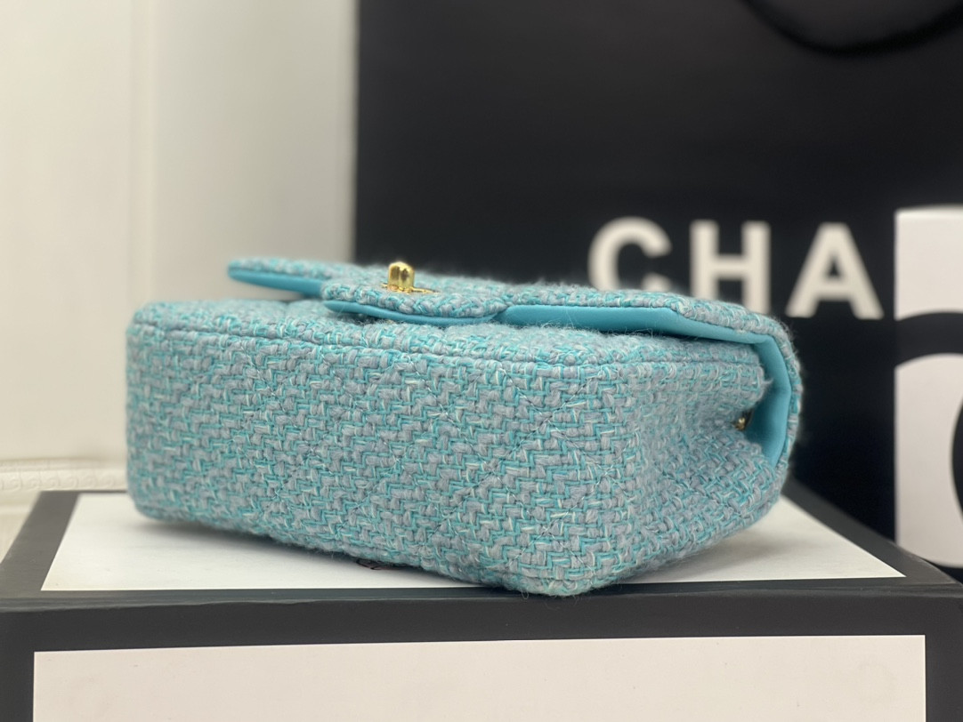 CHANEL MINI CLASSIC 11.12 HANDBAG Tweed Gold-Tone Metal 4.7 * 7.8 * 2.3 in #7 - Image 6