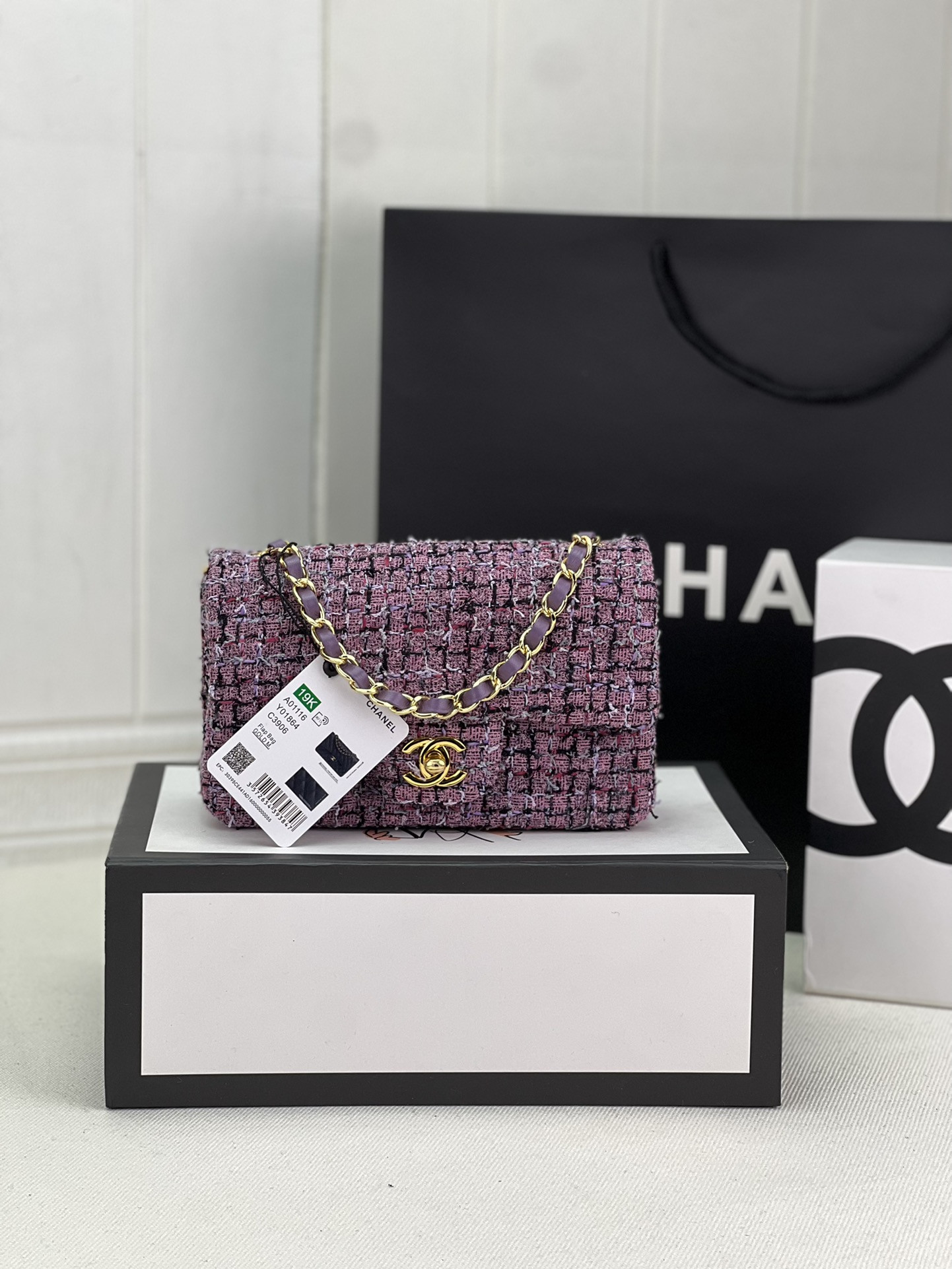 CHANEL MINI CLASSIC 11.12 HANDBAG Tweed Gold-Tone Metal 4.7 * 7.8 * 2.3 in #13 - Image 2