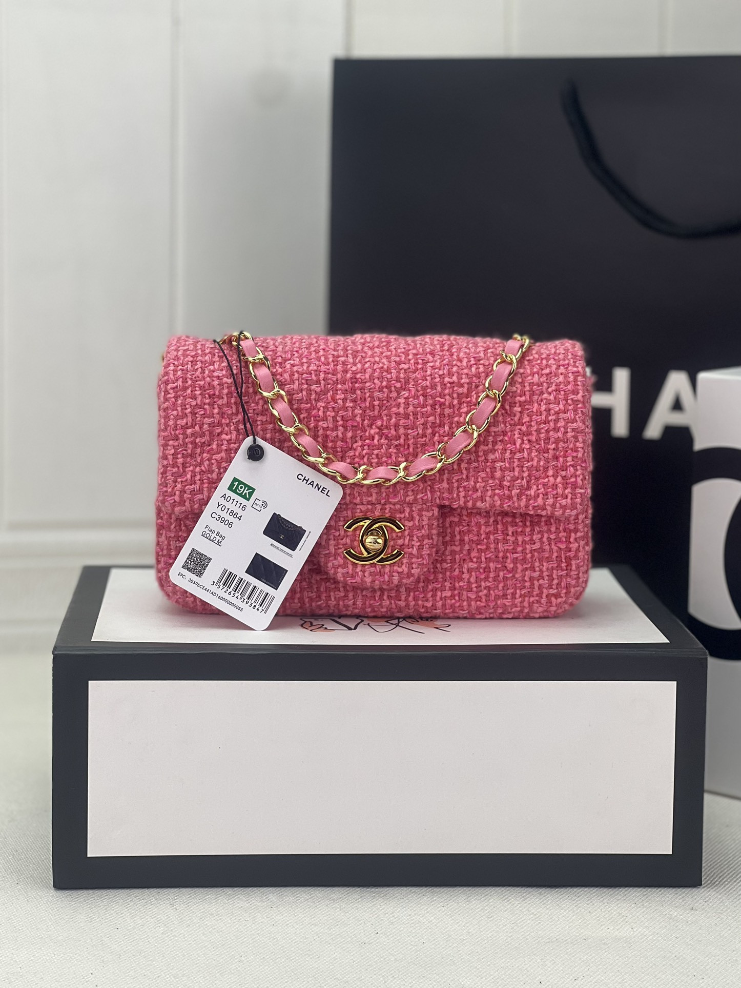 CHANEL MINI CLASSIC 11.12 HANDBAG Tweed Gold-Tone Metal 4.7 * 7.8 * 2.3 in #16 - Image 2