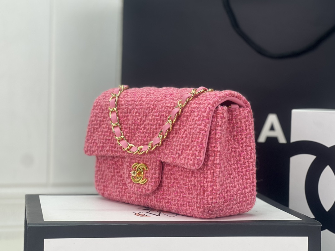 CHANEL MINI CLASSIC 11.12 HANDBAG Tweed Gold-Tone Metal 4.7 * 7.8 * 2.3 in #16 - Image 4