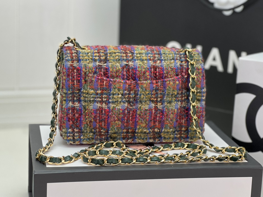 CHANEL MINI CLASSIC 11.12 HANDBAG Tweed Gold-Tone Metal 4.7 * 7.8 * 2.3 in #5 - Image 4